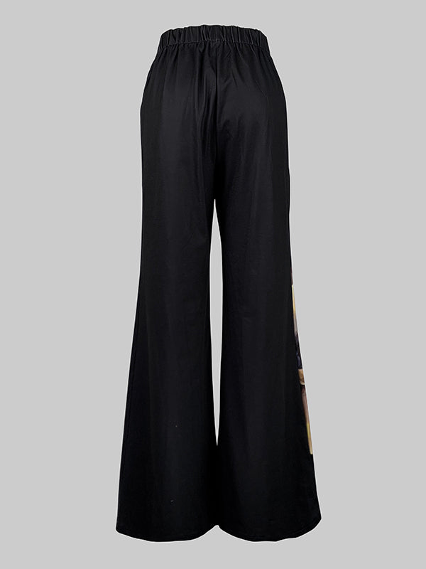 High Waisted Loose Flower Print Pants Trousers