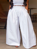 Loose Wide Leg No Belt Solid Color Casual Pants Bottoms Trousers