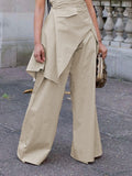 High Waisted Loose Solid Color Pants Trousers