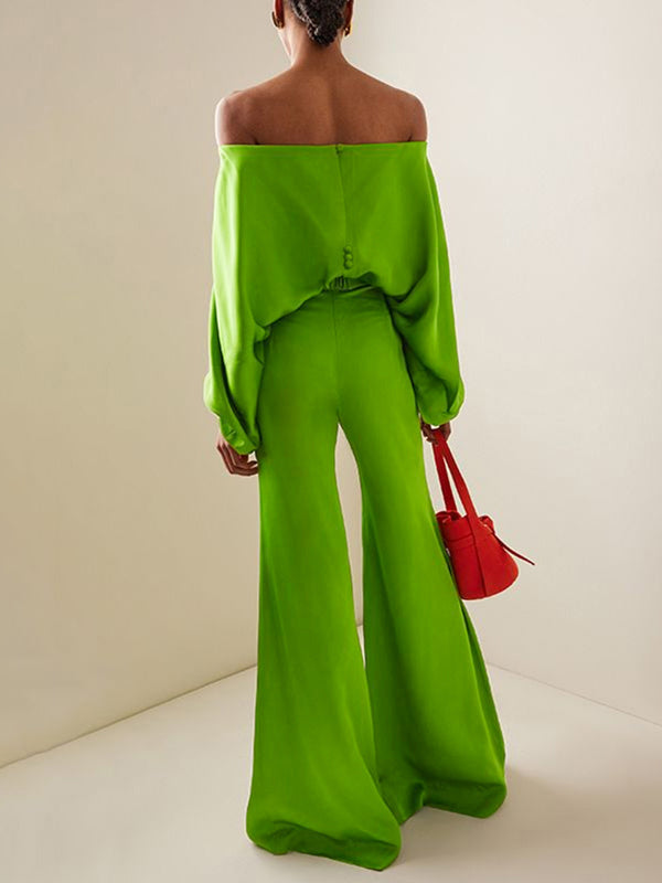 High Waisted Wide Leg Solid Color Split-Joint Pants Trousers